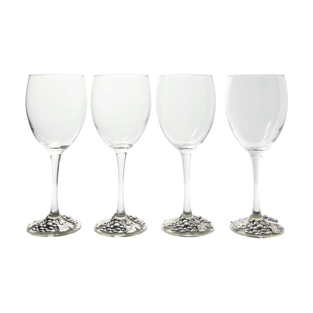 Arthur Court “Grape” Set of 4 Wine Glasses 7 7/8” 12oz Signed